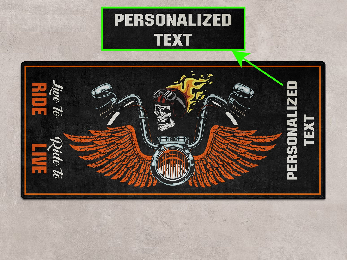 Motorcycle Mat Skull Design for Chopper, Cruiser, Touring, Sport Motorcycle - MM7502 - Howling Moto