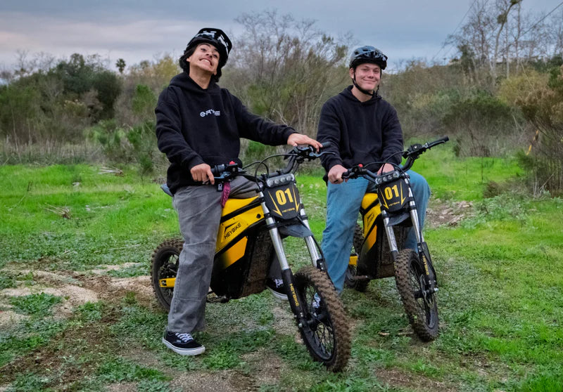 Heybike Villain electric dirt bike for teens and adults with mid-drive motor, 45 MPH top speed, and 50-mile range.