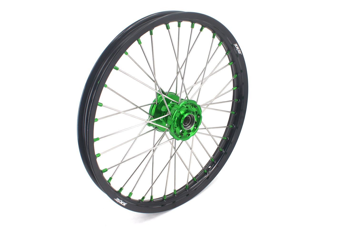 KKE 1.6*21 & 2.15*19 Wheels Rims Fit Kawasaki KX450 2019-2024 KX450X 2021-2024 Green Nipples - Howling Moto