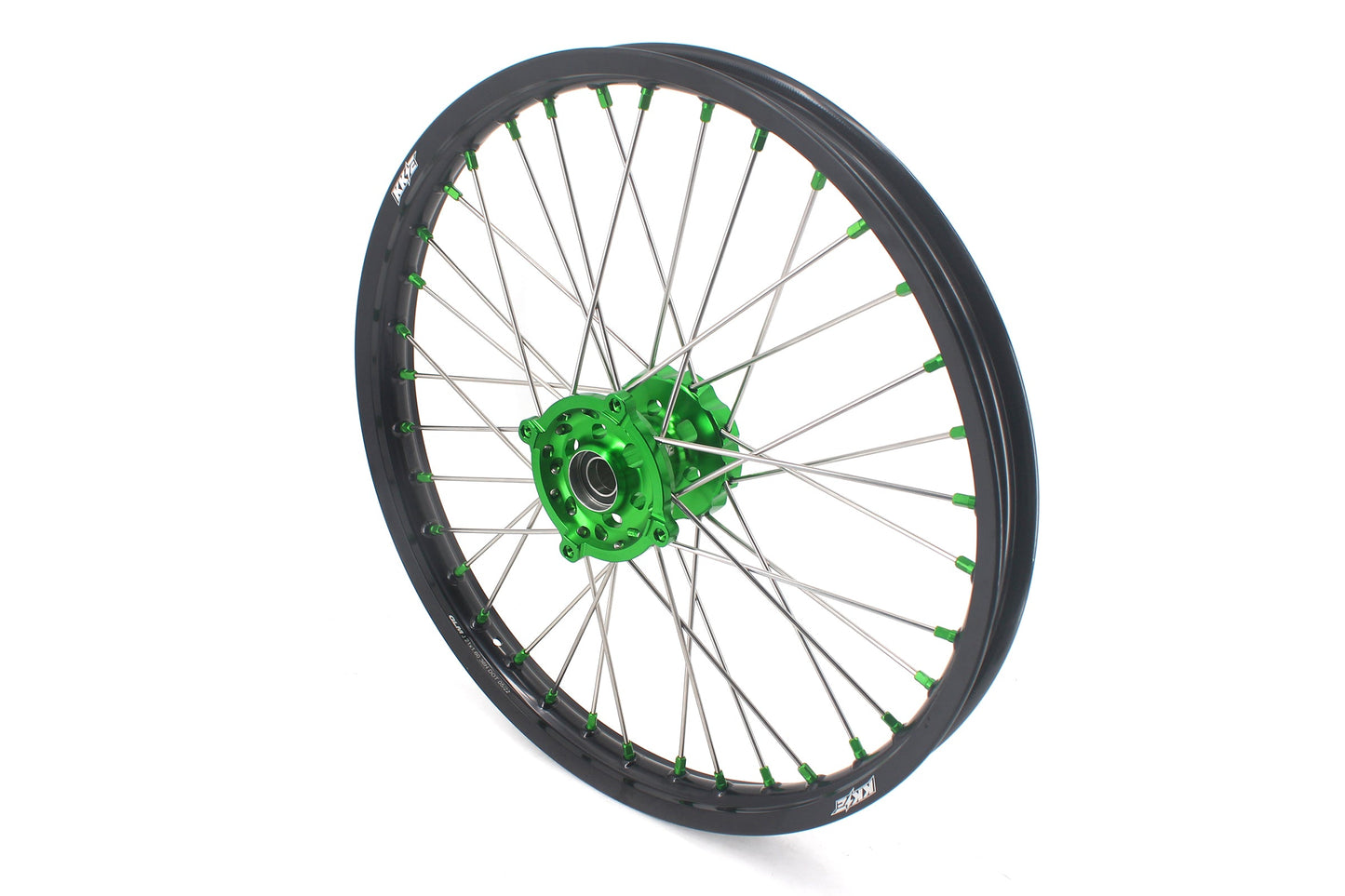 KKE 1.6*21 & 2.15*19 Wheels Rims Fit Kawasaki KX450 2019-2024 KX450X 2021-2024 Green Nipples - Howling Moto