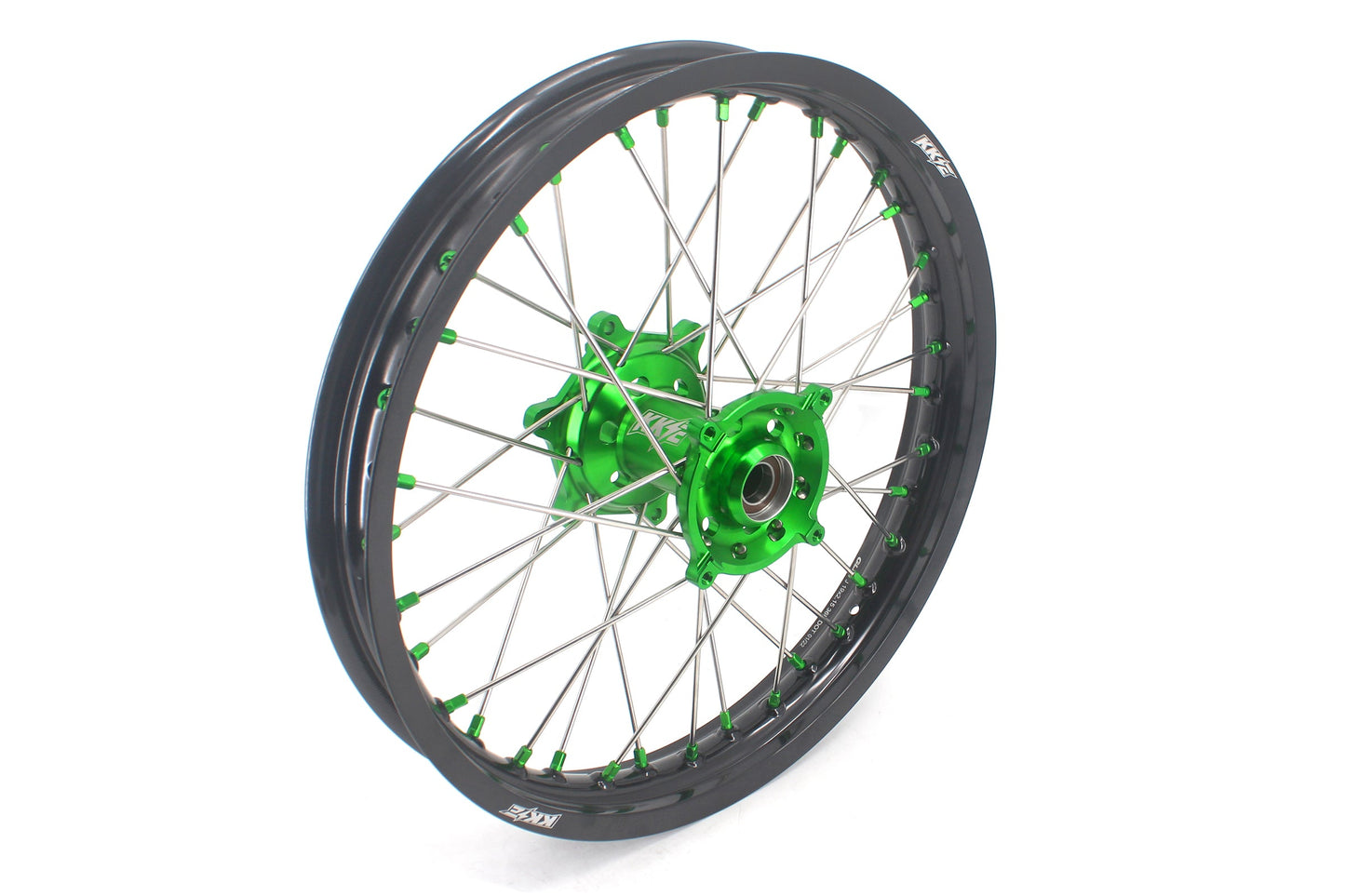 KKE 1.6*21 & 2.15*19 Wheels Rims Fit Kawasaki KX450 2019-2024 KX450X 2021-2024 Green Nipples - Howling Moto