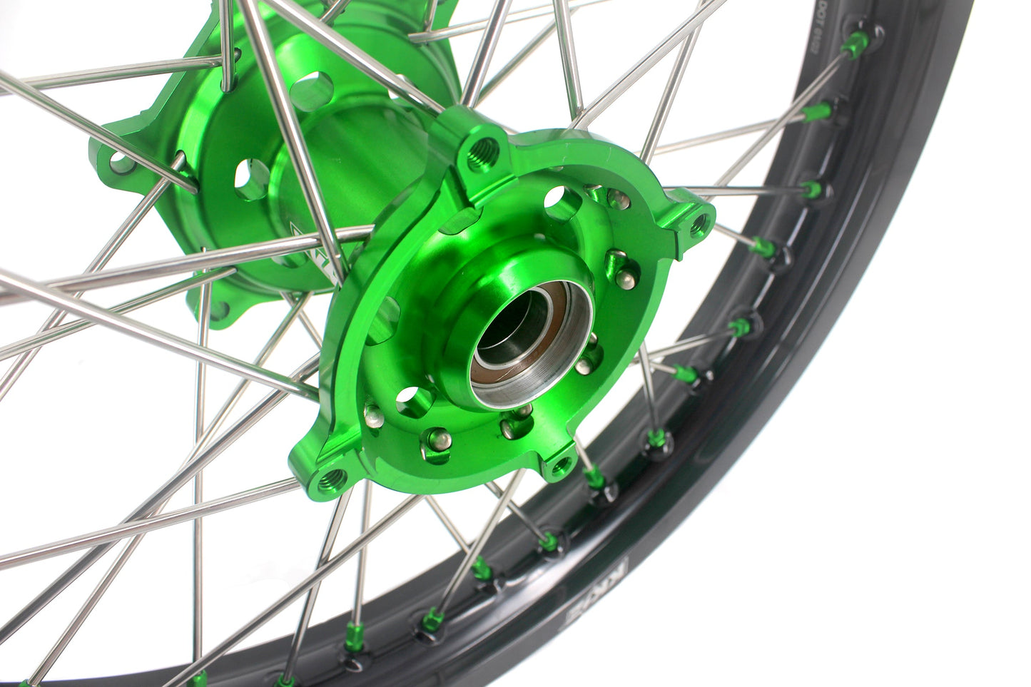 KKE 1.6*21 & 2.15*19 Wheels Rims Fit Kawasaki KX450 2019-2024 KX450X 2021-2024 Green Nipples - Howling Moto