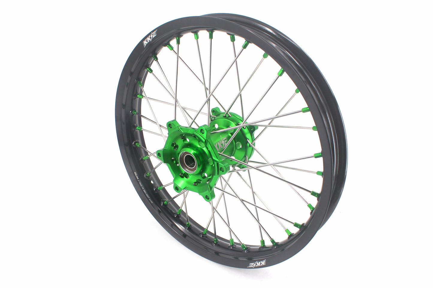 KKE 1.6*21 & 2.15*19 Wheels Rims Fit Kawasaki KX450 2019-2024 KX450X 2021-2024 Green Nipples - Howling Moto