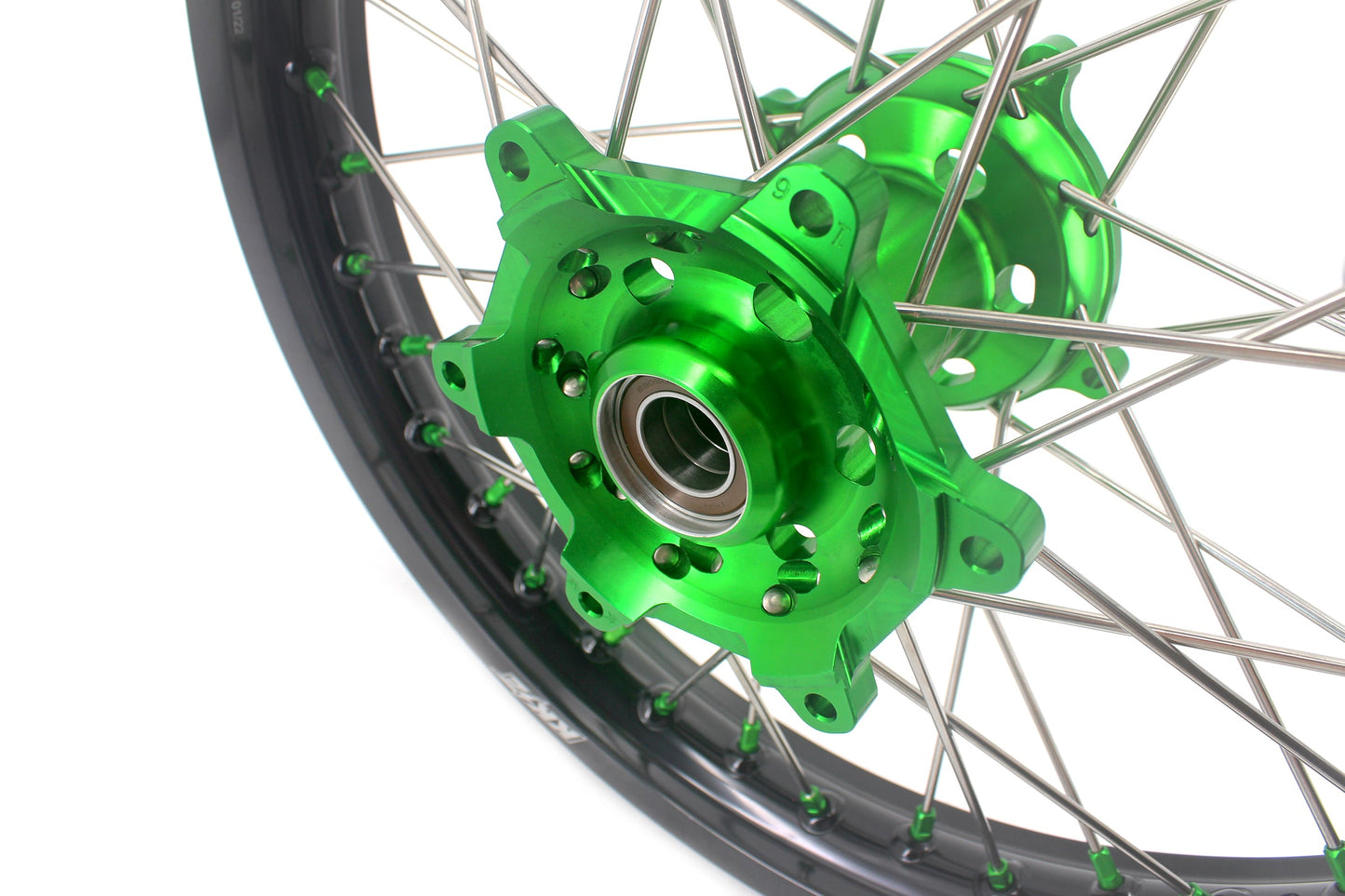 KKE 1.6*21 & 2.15*19 Wheels Rims Fit Kawasaki KX450 2019-2024 KX450X 2021-2024 Green Nipples - Howling Moto
