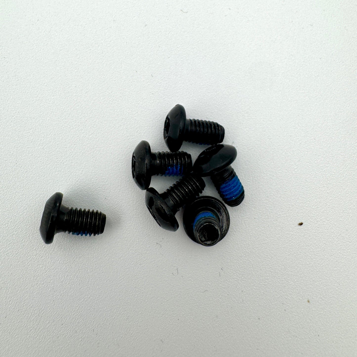 Warp9Racing M5X10-BHT Surron rotor bolt installed on motorcycle brake rotor with visible threading and bolt head.