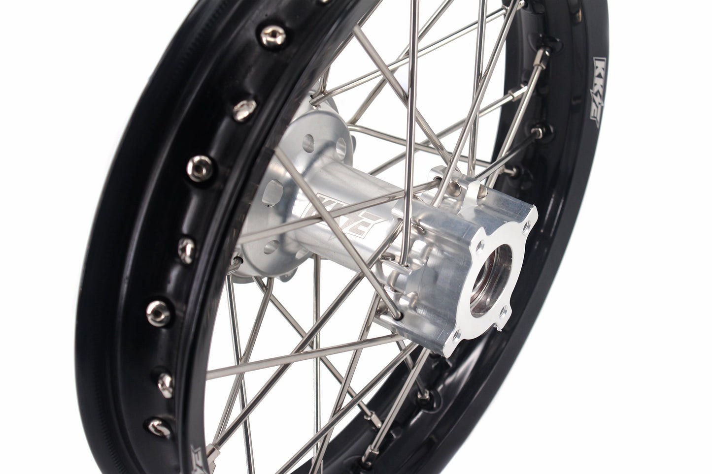 KKE 14 & 12 Small Kid's Wheels Rims Set for KTM 65 SX 2002-2024 Silver&Black - Howling Moto