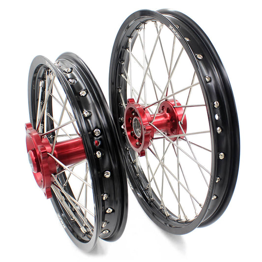 KKE 17 & 14 Kids Wheels for Honda CR80R CR80RB 1993-2002 CR85R CR85RB 2003-2008 Red Hub - Howling Moto