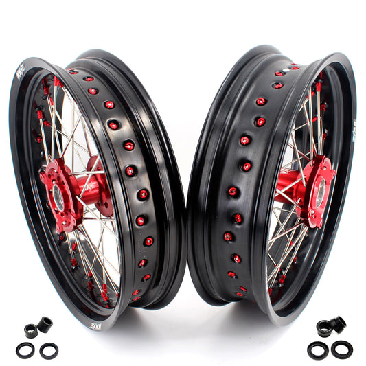 KKE 3.5 & 4.25 Supermoto Wheels Fit Husqvarna TE TC FE FC SMR 2000-2013 Red - Howling Moto