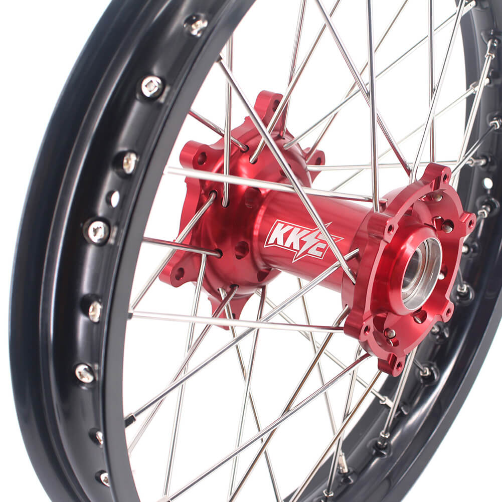 KKE 21/18 Spoked Enduro Wheels for GAS GAS Enduro Bikes 2004-2017 Red - Howling Moto