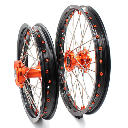 KKE 19in. 16in. Kid's Big Wheels Spoked Rims Fit KTM SX 85 2003-2020 Orange Nipples - Howling Moto