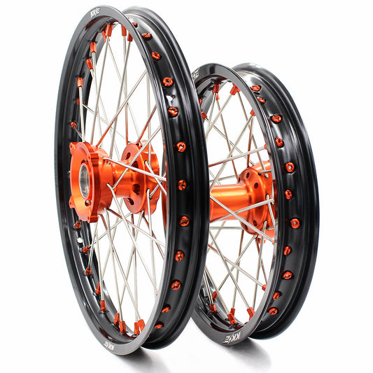KKE 17"*1.4/14"*1.6 Small Kid's Wheels Rims Set For KTM SX 85 2021-2024 Orange Nipples - Howling Moto