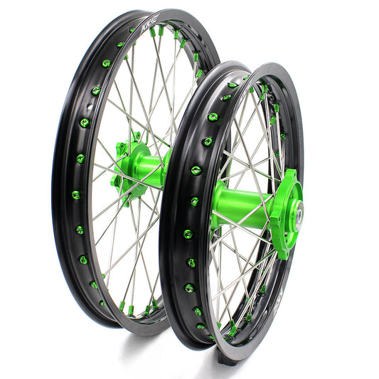 KKE 19" 16" For KAWASAKI KX85 KX80 KX100 KLX140/L Big Kid's Wheels Rim Green Hub