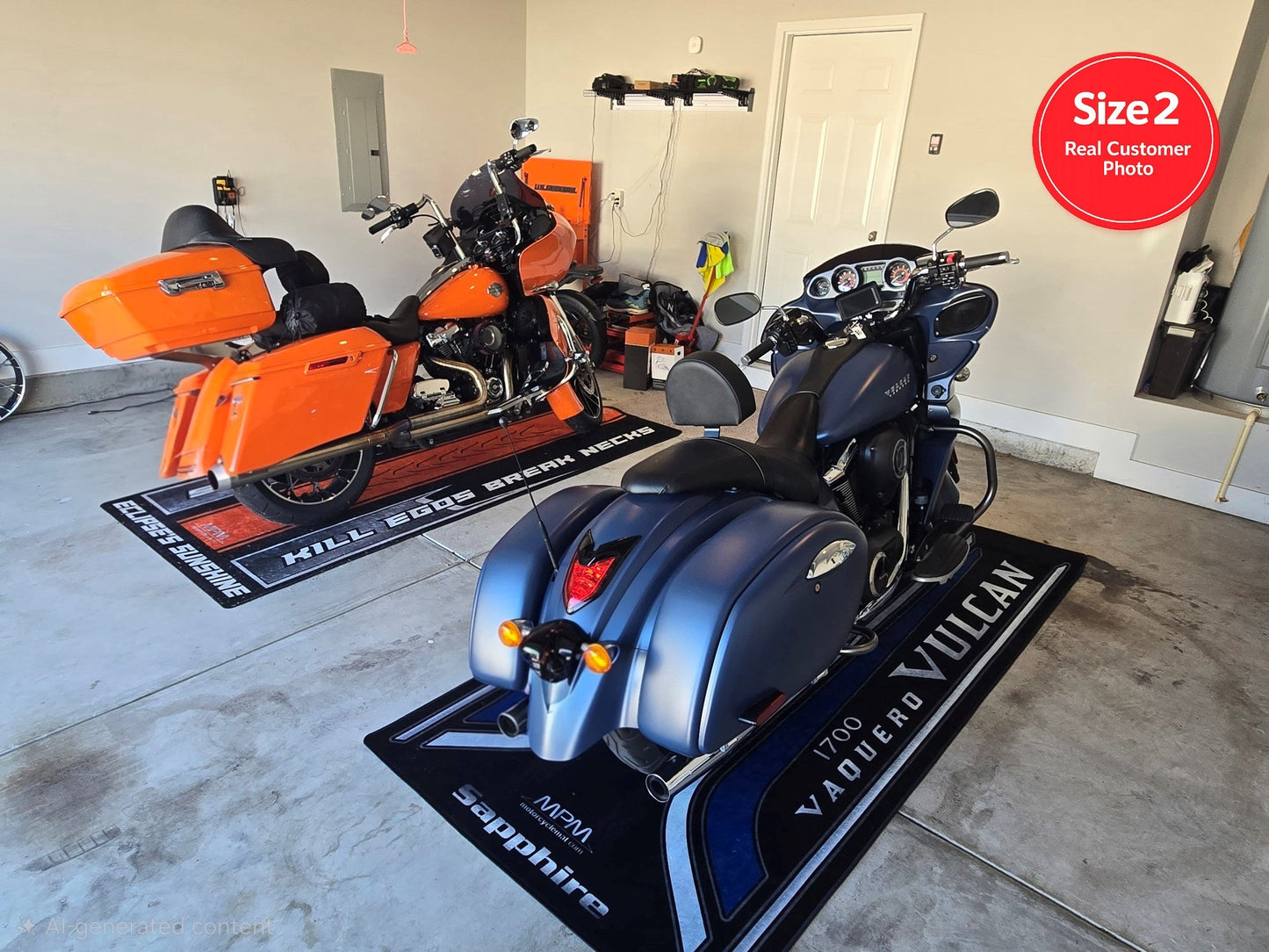 MPM Motorcycle Mat for Kawasaki Vulcan 1700 Vaquero - MM7429 - Howling Moto