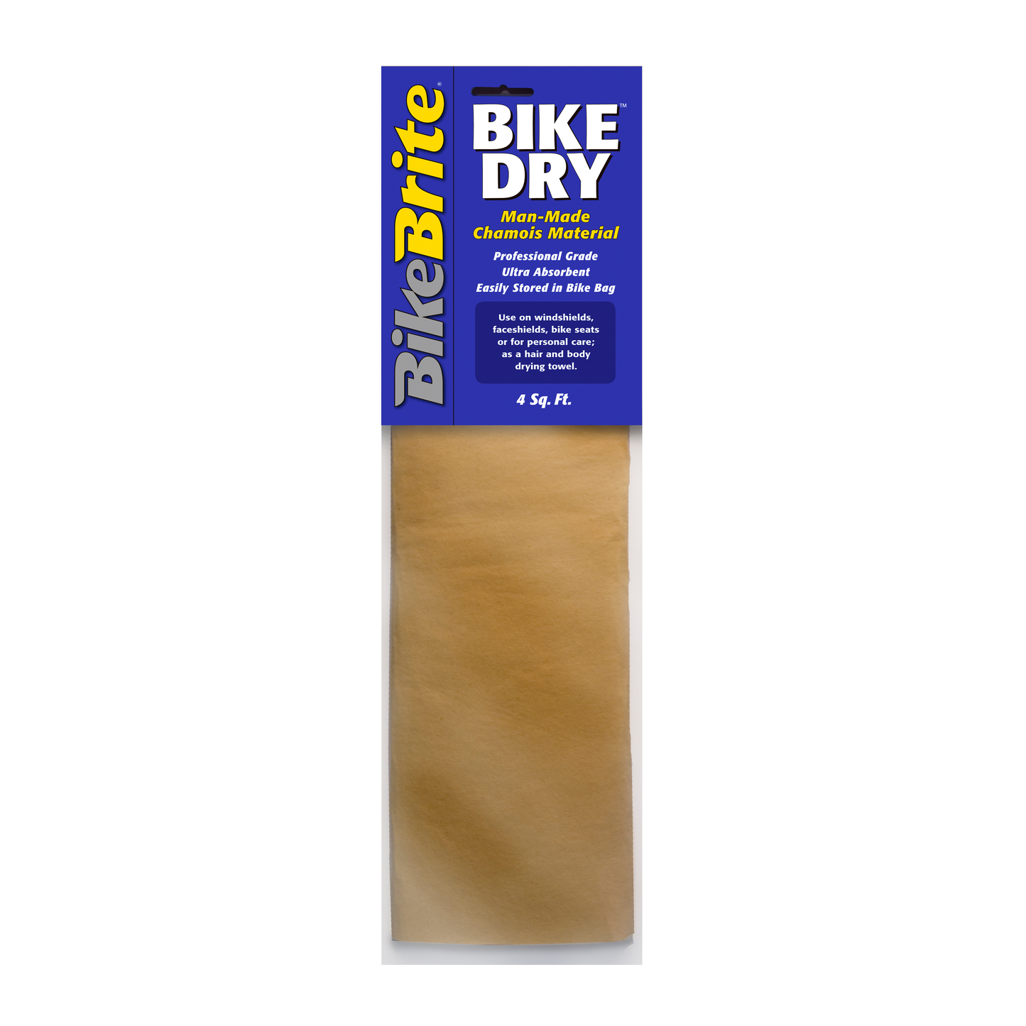 Bike Brite Bike Dry Man-Made Chamois motorcycle drying cloth, 4 sq ft, for fast and effective bike drying.