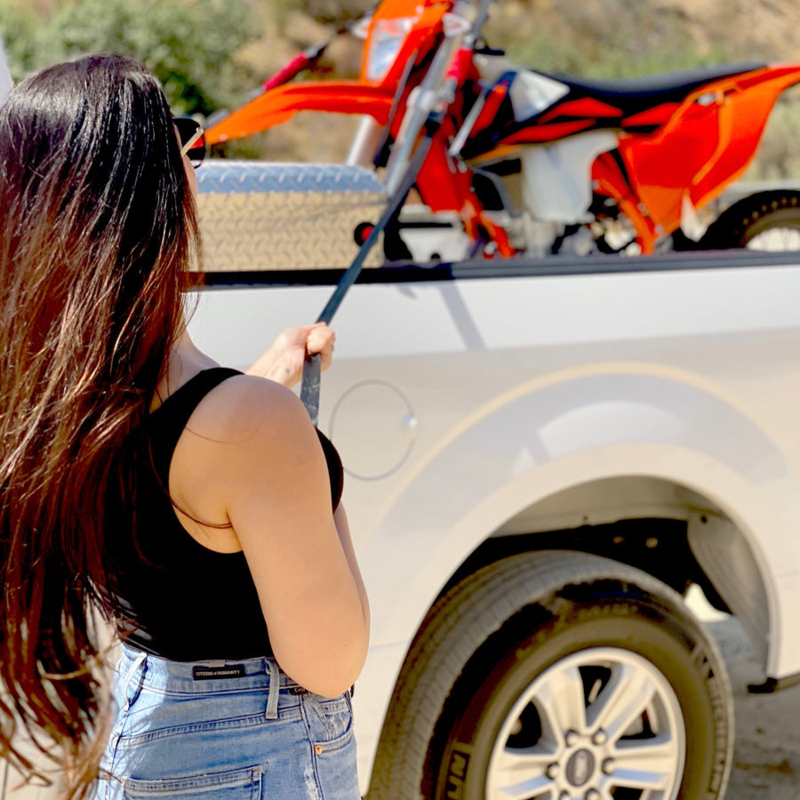 TorkStrap M500 | 14'x1'' Spring Loaded Tie Down Straps - Adapts to Load Shifts - 1500lbs Max Load - Just Pull Alternative to Ratchet Straps with Hooks - For Securing Motorcycles, Kayaks, ATVs - Howling Moto