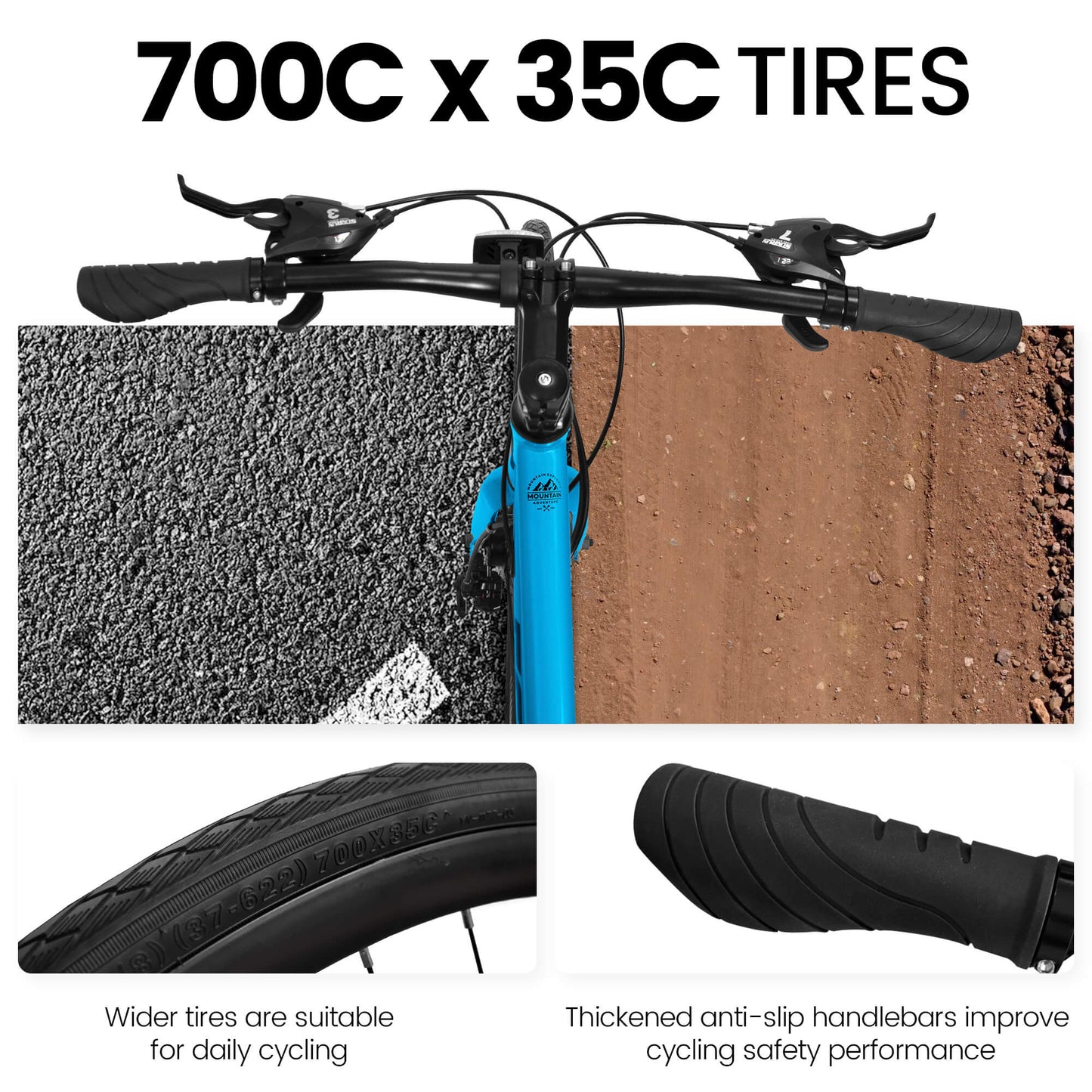 Hycline Ecarpat Velostride 700x35C bicycle tire with tread pattern, suitable for road and hybrid bikes.