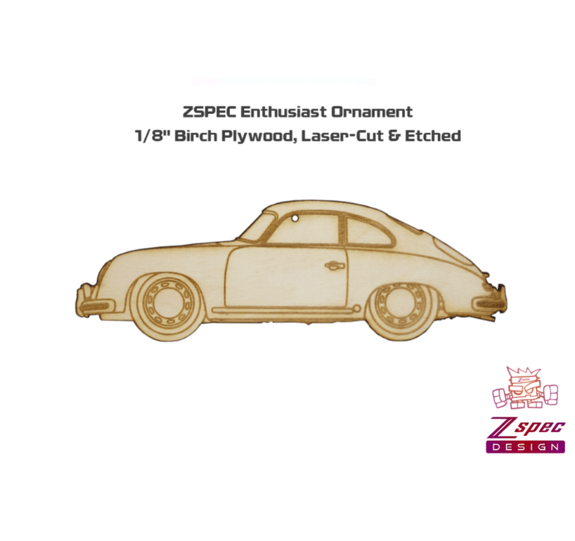 ZSPEC Laser-Engraved Wood Ornament, Style: Porsche Classic 356, Birch - Howling Moto