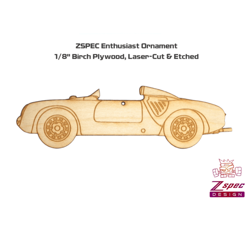ZSPEC Laser-Engraved Birch Ornament, Style: Porsche 550 Speedster, ~5-inch Wide - Howling Moto