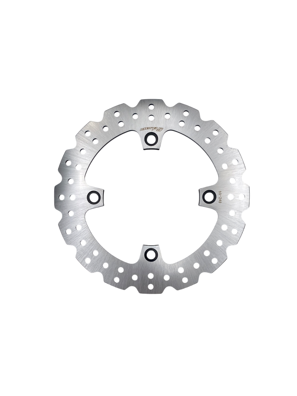 Warp9Racing DR650 240mm rear fixed rotor with included rotor bolts, showcasing the metal rotor disc for motorcycle brake system.