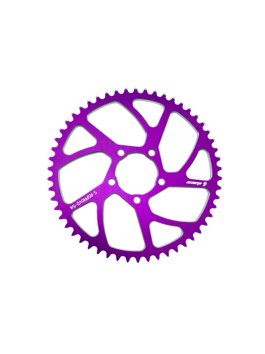 Warp 9 Racing E-Moto rear sprocket, aluminum and stainless steel, 54-tooth, compatible with Surron and Talaria electric bikes.