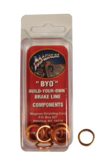Set of 10 Magnum Shielding BYO copper crush washers, 10mm size, by Parts Unlimited, shown in a clear image.