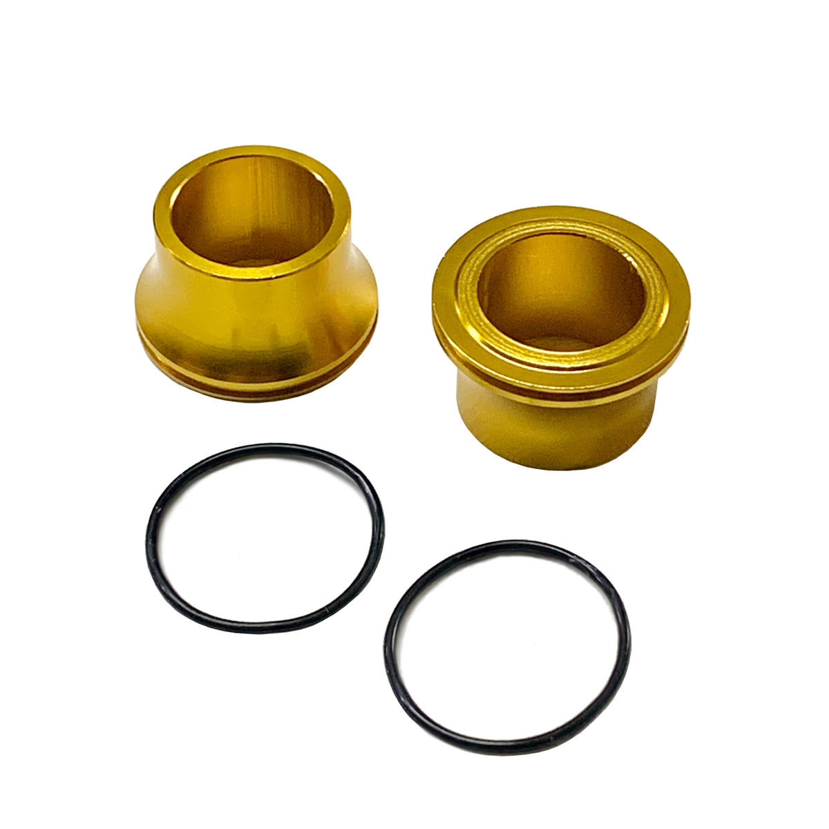 Gold front wheel spacer set for Surron LBX, Talaria Sting, MX3, MX4, and E Ride Pro electric bikes by eDirtyBike.