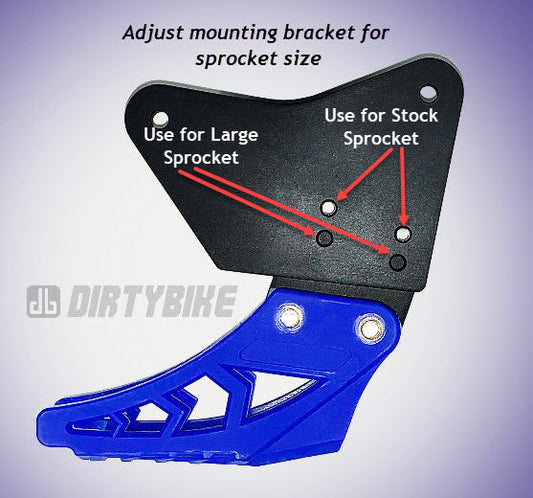 eDirtyBike Talaria Sting chain guide kit with installation instructions for MX3 and MX4 models, showing the chain guide components.