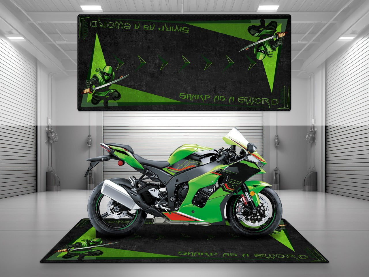 Motorcycle Mat for Kawasaki Ninja Motorcycle - U201 - Howling Moto