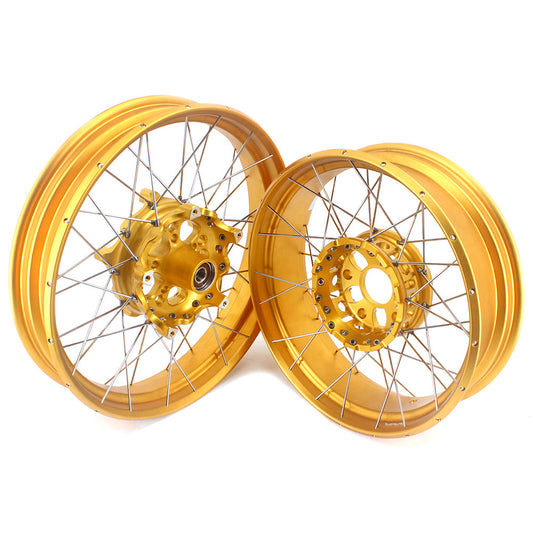 VMX 19inch & 17inch Tubeless Spoked Wheels For BMW R1200GS 2013-2020 R1250GS 2019-2023 Gold Hub & Rim - Howling Moto