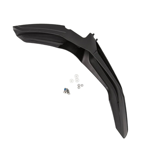 Rawrr Mantis X front fender for scooter, OEM replacement part, durable plastic body component, shown on white background.