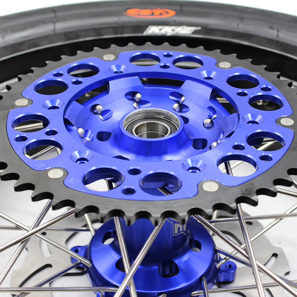 KKE Racing Supermoto wheels set for Yamaha YZ125 YZ250 YZ450FX YZ250F YZ450F, 17-inch alloy rims with tires, black finish