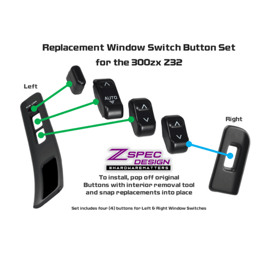ZSPEC Window-Switch Buttons for Nissan 300zx Z32, NON-Illuminated, Set of Four Buttons - Howling Moto