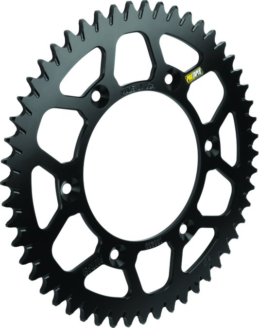 ProTaper Yamaha rear black sprocket with 46 teeth, part #030027, featuring a durable design for motorcycle performance.
