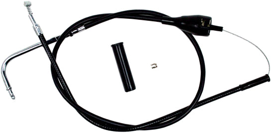 Black vinyl motorcycle throttle idle cable from Motion Pro, designed for precise throttle control and durability.
