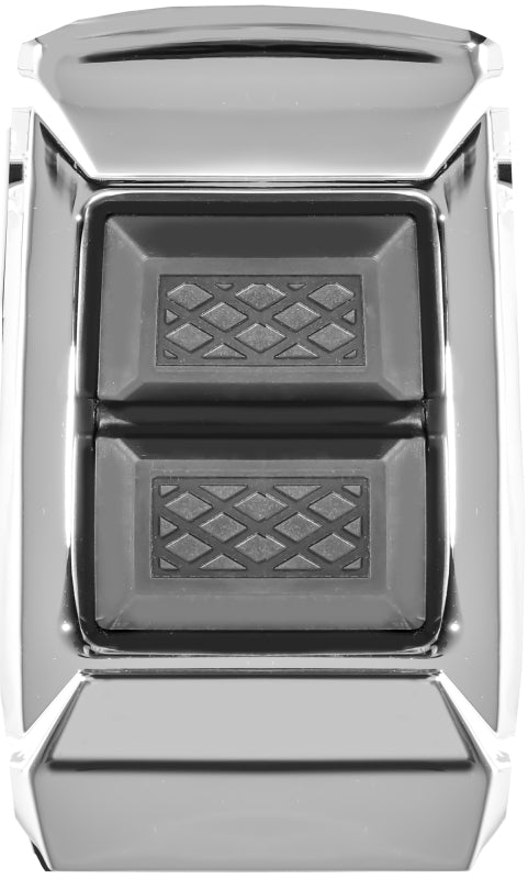 Kuryakyn Enygma brake pedal pad in chrome for FL Touring models, featuring textured surface for grip and stylish design.