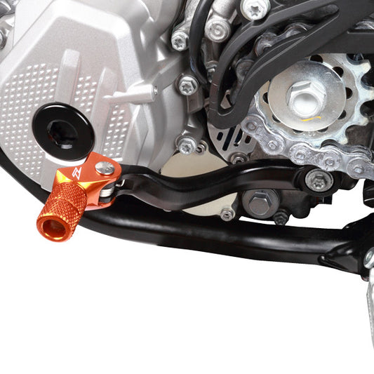 ZETA forged aluminum KTM shift lever with durable construction, part number ZE90-4423, shown in black with textured grip.