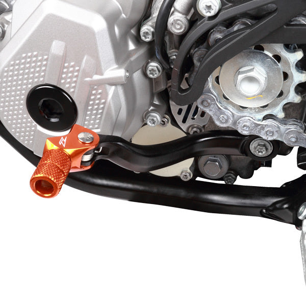 ZETA forged aluminum KTM shift lever with durable construction, part number ZE90-4423, shown in black with textured grip.