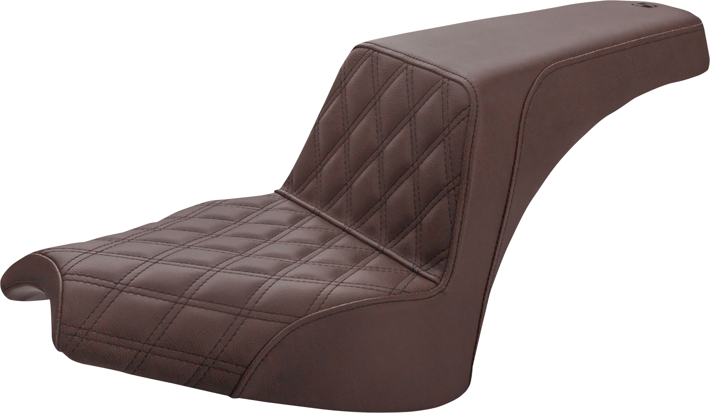 SADDLEMEN Step Up Seat - Front Lattice/Rear Smooth - Brown - Chief I21-04-172BR - Howling Moto