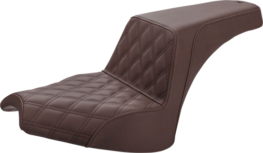 SADDLEMEN Step Up Seat - Front Lattice/Rear Smooth - Brown - Chief I21-04-172BR - Howling Moto