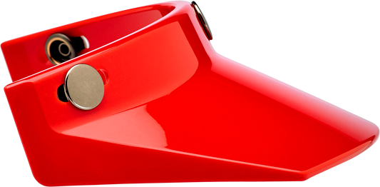 Red BILTWELL Moto 3-Snap Visor for helmets, designed for Bill's Exhausts motorcycle helmets, shown on a helmet.