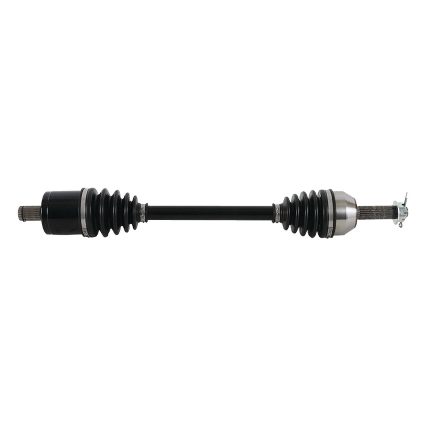 ALL BALLS axle for precise OEM fitment and durability, shown in the image with detailed metal construction and mounting points.