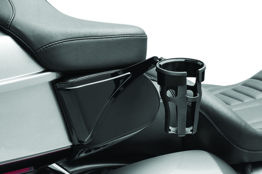 Kuryakyn Reflex Drink Holder for Harley-Davidson Touring models, right side, glossy black finish with part number 6487