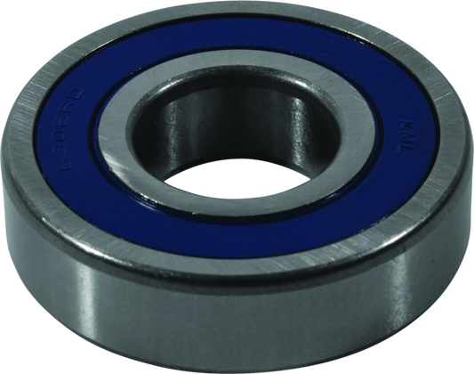 QuadBoss 6306-2RS high-speed power sports bearing with triple-lip seals, shown in the image with metal exterior and sealing features.