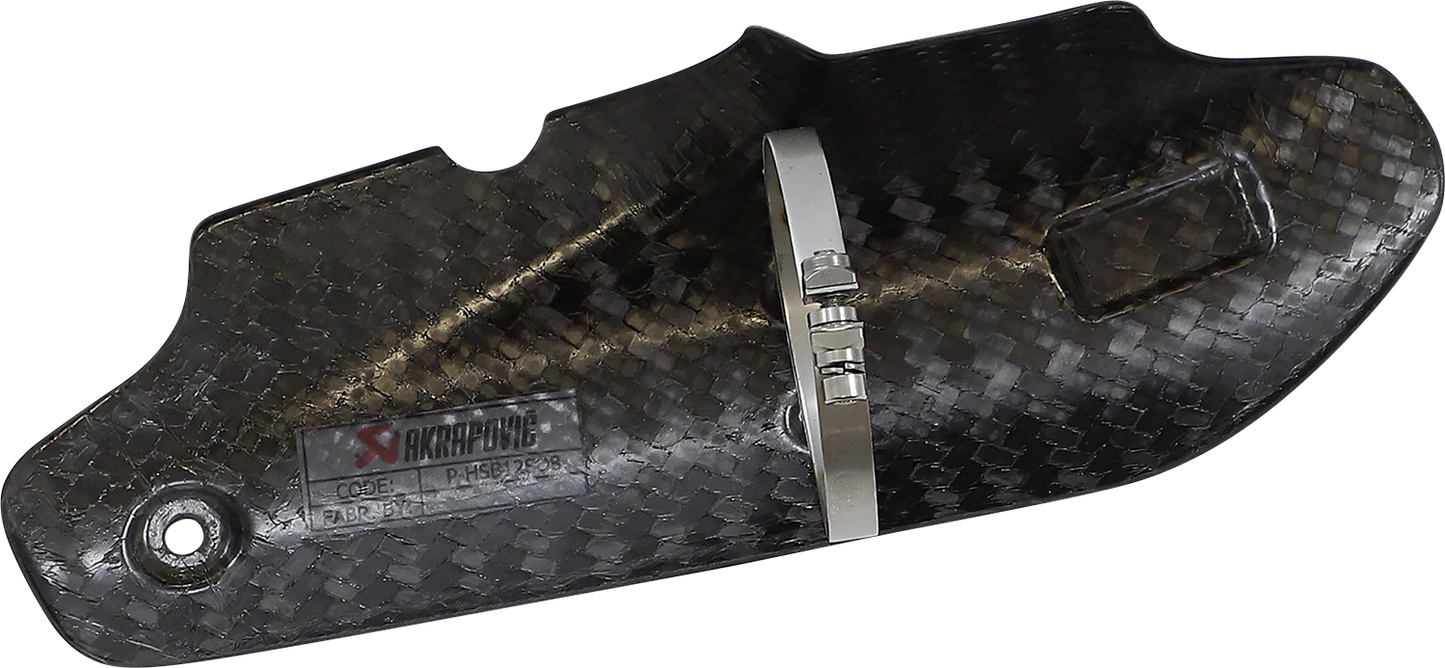 AKRAPOVIC heat shield P-HSB12SO8 for enhanced exhaust protection, showing the sleek metal design and mounting features.