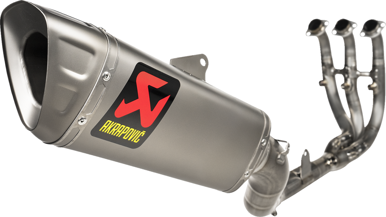 AKRAPOVIC Racing Line titanium exhaust system for Yamaha R9 motorcycle, featuring sleek, high-performance design.