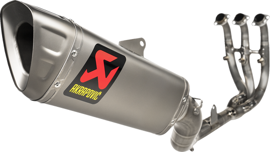 AKRAPOVIC Racing Line titanium exhaust system for Yamaha R9 motorcycle, featuring sleek, high-performance design.