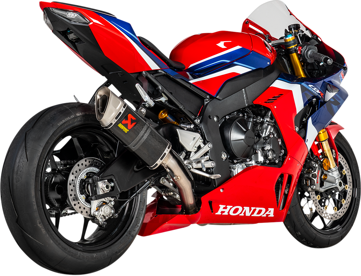 AKRAPOVIC titanium and carbon fiber muffler S-H10SO24-APC with sleek finish, designed for enhanced exhaust performance.