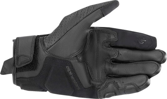 Alpinestars Celer V3 Leather Gloves in black, small size, with reinforced knuckles and adjustable wrist strap.