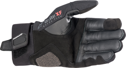 Alpinestars Hyde XT DrystarXF® motorcycle gloves in black, size 2XL, showing padded knuckles and adjustable wrist strap.