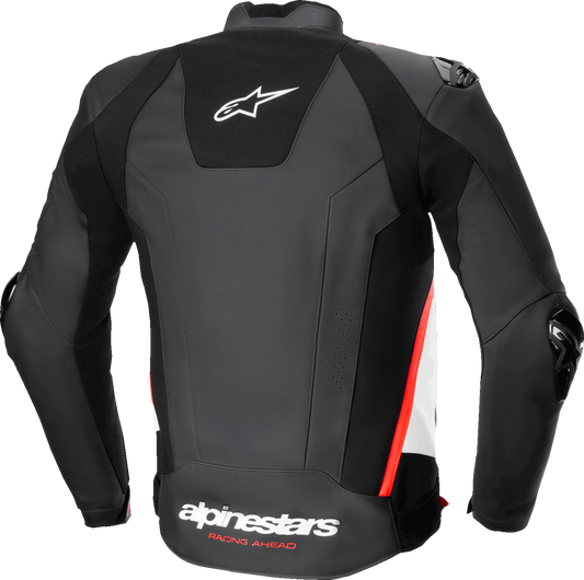 ALPINESTARS, Alpinestars Missile v3 Leather Jacket - Black/White/Red Fluo, US 50 / EU 60 - Part 3100125-1231-60